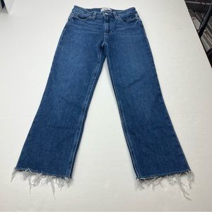 Paige Cindy Crop Womens Size 25 Dark Wash Blue Denim Jean Frayed Hem High Rise